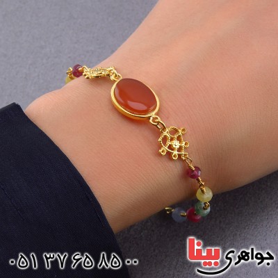 دستبند عقیق یمنی و تورمالین زنانه مدل نغمه _کد:13590