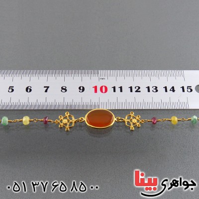 دستبند عقیق یمنی و تورمالین زنانه مدل نغمه _کد:13590