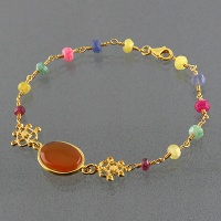 دستبند عقیق یمنی و تورمالین زنانه مدل نغمه 