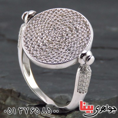 انگشتر نقره زنانه مجلسی میکروستینگ چرخان مدل مانیا _کد:13594