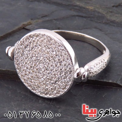 انگشتر نقره زنانه مجلسی میکروستینگ چرخان مدل مانیا _کد:13594