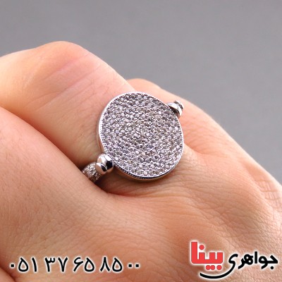 انگشتر نقره زنانه مجلسی میکروستینگ چرخان مدل مانیا _کد:13594