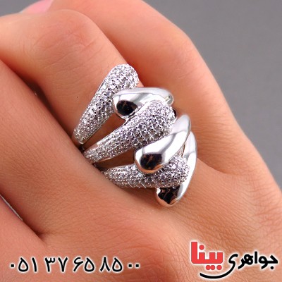 انگشتر نقره زنانه مجلسی رودیوم میکروستینگ مدل تانیا _کد:13601