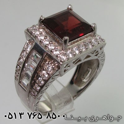 انگشتر یاقوت گارنت طرح مربع