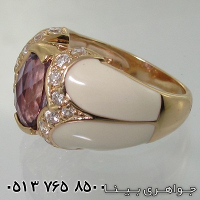انگشتر آمتیست میناکاری سفید