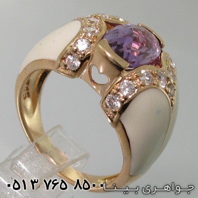 انگشتر آمتیست میناکاری سفید