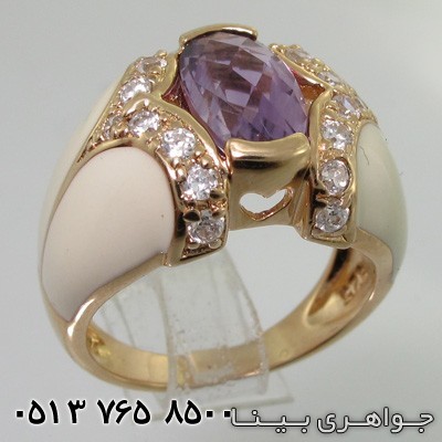انگشتر آمتیست میناکاری سفید