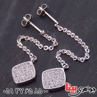 گوشواره نقره زنانه رودیوم میکروستینگ _کد:13622