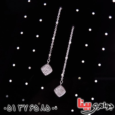 گوشواره نقره زنانه رودیوم میکروستینگ _کد:13622