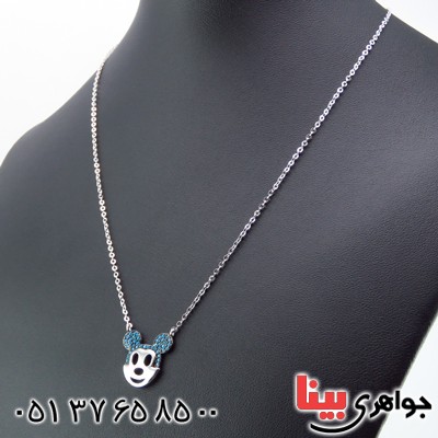 سینه ریز نقره زنانه رودیوم طرح میکی موس _کد:13631