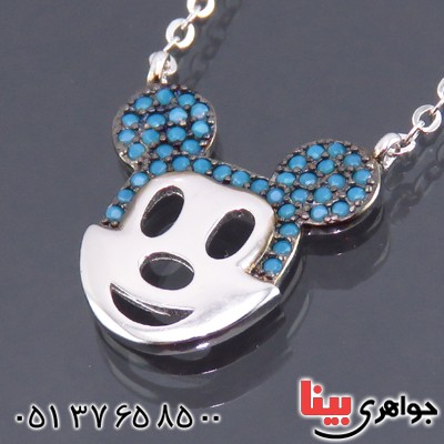 سینه ریز نقره زنانه رودیوم طرح میکی موس _کد:13631