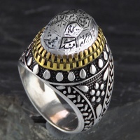 انگشتر در نجف مردانه درشت حکاکی چهارده معصوم طرح اسلیمی 