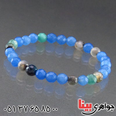 دستبند جید آبی تراش دار _کد:13662