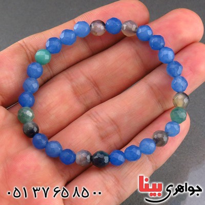 دستبند جید آبی تراش دار _کد:13662