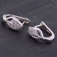 گوشواره نقره زنانه میکروستینگ رودیوم مدل برگ 