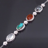 دستبند چند جواهر فیروزه نیشابوری، عقیق، درنجف و حدید سنگین 