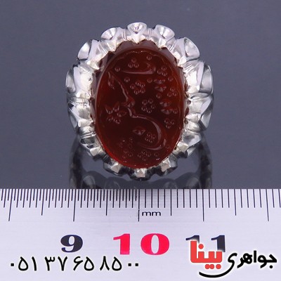 انگشتر عقیق یمنی مردانه درشت حکاکی گود یا حسین _کد:13692