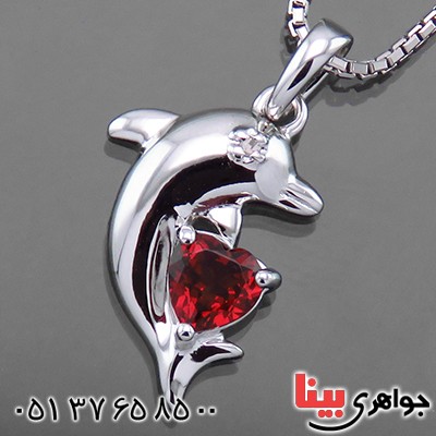 گردنبند یاقوت گارنت زنانه مانی مدل دلفین _کد:13710