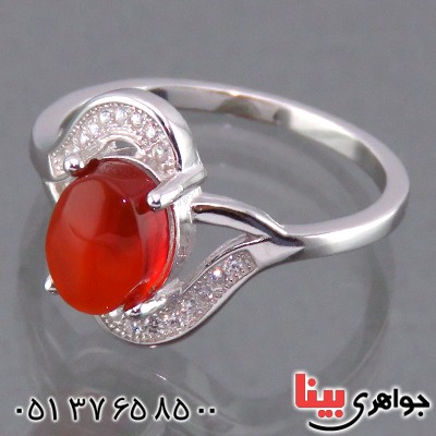 انگشتر عقیق یمنی زنانه رودیوم مدل پیچ _کد:13713