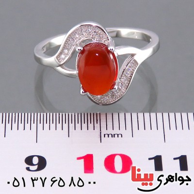انگشتر عقیق یمنی زنانه رودیوم مدل پیچ _کد:13713