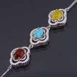 فیروزه نیشابوری و عقیق میکروستینگ زنانه مدل گل _کد:13738