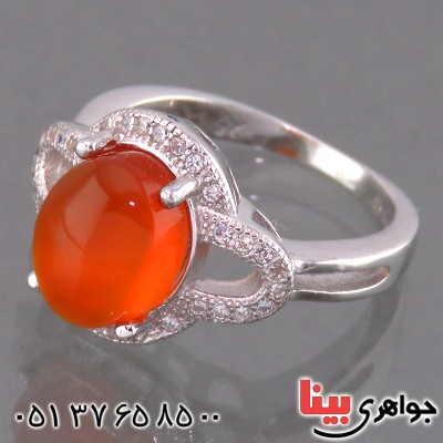 انگشتر عقیق یمنی خوشرنگ زنانه رودیوم  مدل نیلو _کد:13742