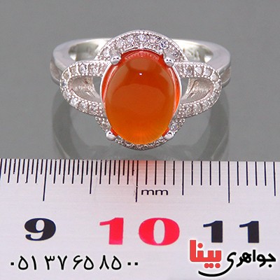 انگشتر عقیق یمنی خوشرنگ زنانه رودیوم  مدل نیلو _کد:13742