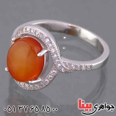 انگشتر عقیق یمنی زنانه رودیوم مدل گیسا _کد:13744