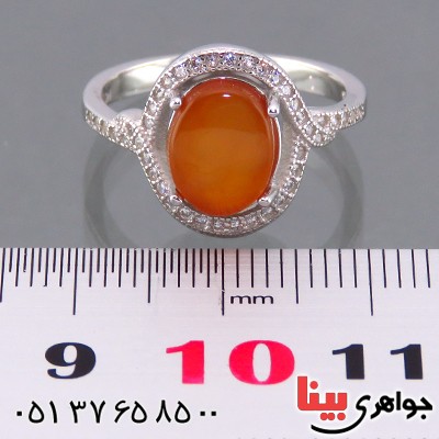 انگشتر عقیق یمنی زنانه رودیوم مدل گیسا _کد:13744