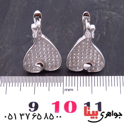 گوشواره نقره زنانه میکروستینگ رودیوم مدل قلب _کد:13752