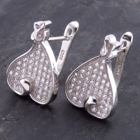 گوشواره نقره زنانه میکروستینگ رودیوم مدل قلب 