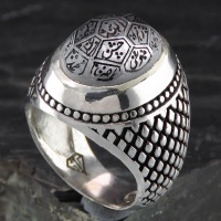 انگشتر در نجف مردانه درشت حکاکی چهارده معصوم  مدل سوهانی 