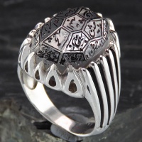 انگشتر در نجف مردانه درشت حکاکی چهارده معصوم  مدل شیاری 