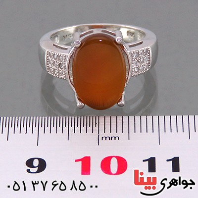 انگشتر عقیق یمنی زنانه رودیوم مدل کلاسیک _کد:13764