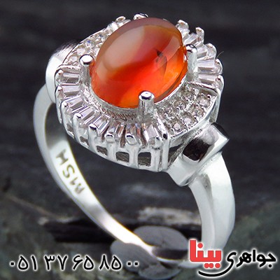 انگشتر عقیق یمنی زنانه رودیوم مدل نیلا _کد:13788