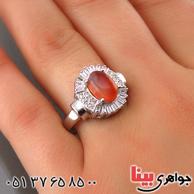 انگشتر عقیق یمنی زنانه رودیوم مدل نیلا _کد:13788