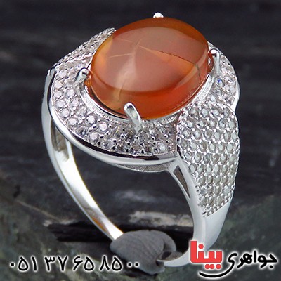 انگشتر عقیق یمنی زنانه رودیوم مدل آوا _کد:13789