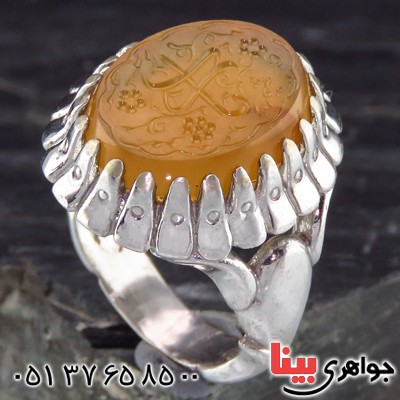 انگشتر عقیق یمنی مردانه درشت حکاکی گود یا رب _کد:13806