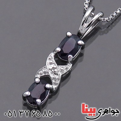 گردنبند یاقوت کبود و الماس زنانه مانی مدل درسا