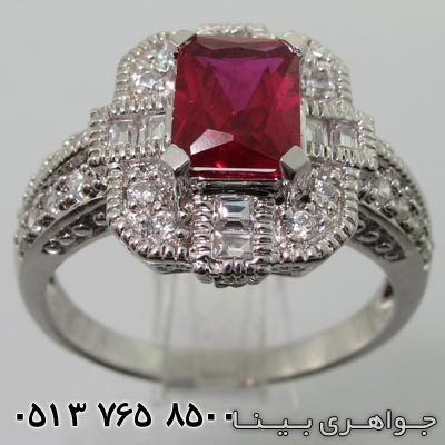 انگشتر یاقوت سرخ صنعتی مربعی