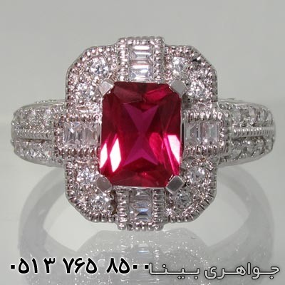 انگشتر یاقوت سرخ صنعتی مربعی