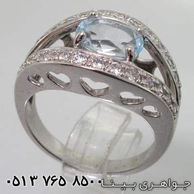 انگشتر آکوآمارین طرح چشم