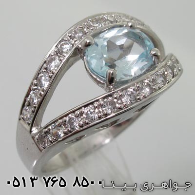 انگشتر آکوآمارین طرح چشم