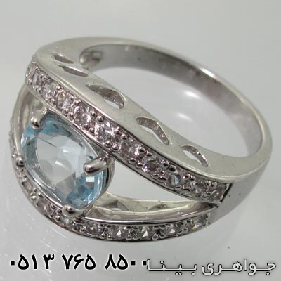 انگشتر آکوآمارین طرح چشم