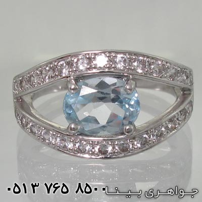 انگشتر آکوآمارین طرح چشم