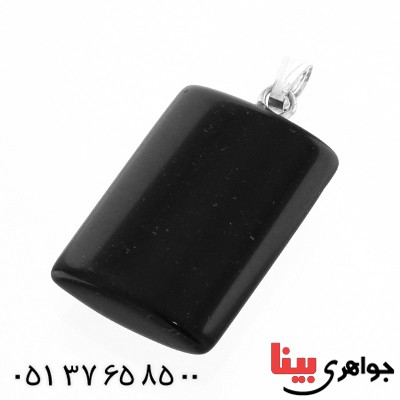 گردنبند عقیق سیاه (اونیکس) تراش مستطیل _کد:13843