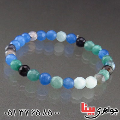 دستبند جید آبی تراش دار خوشرنگ _کد:13845