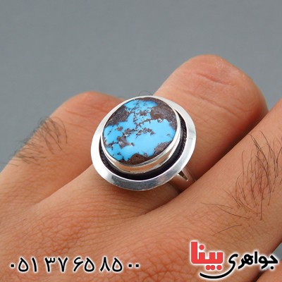 انگشتر فیروزه نیشابوری شجری طرح هنری همراه با حرز _کد:13854