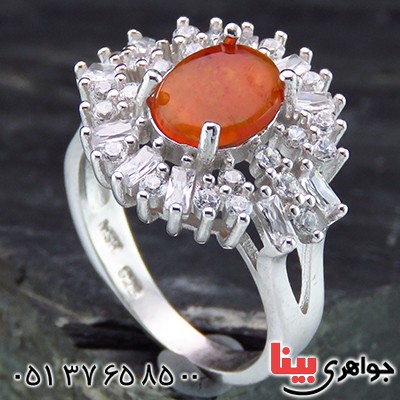 انگشتر عقیق یمنی زنانه رودیوم مدل سیما _کد:13856