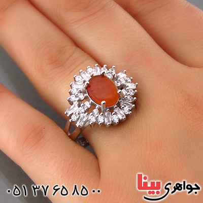 انگشتر عقیق یمنی زنانه رودیوم مدل سیما _کد:13856